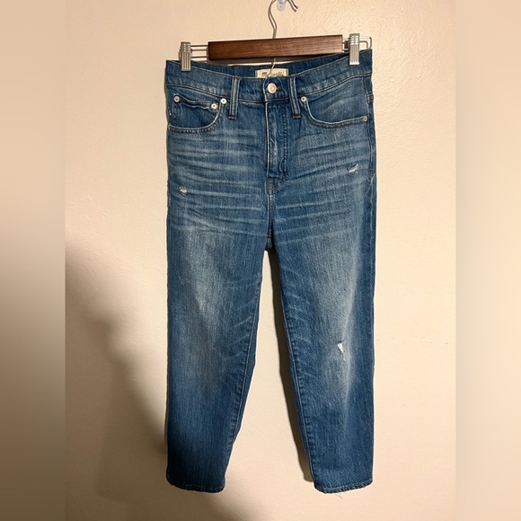 Madewell Classic Straight Jean Distressed Denim Medium Wash Size 27 23” Inseam - Picture 2 of 6